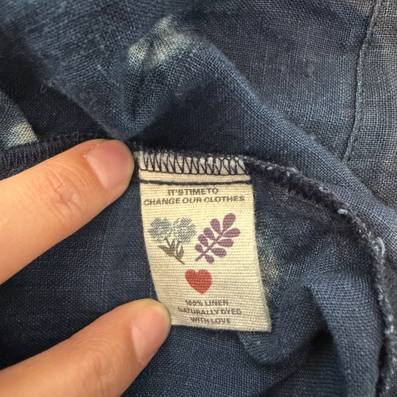 Maiwa blue shibori bandhani linen robe natural indigo - Picture 5 of 7